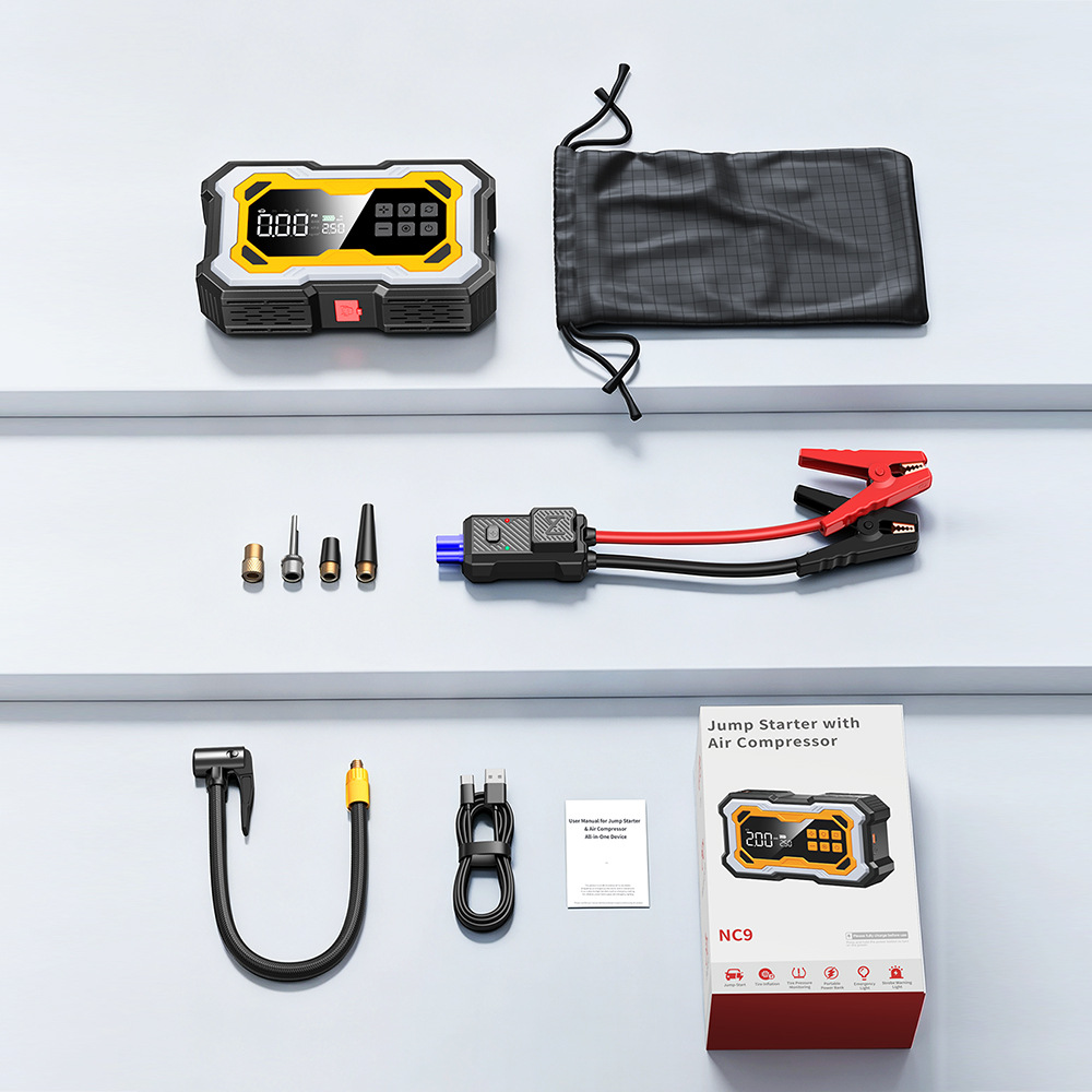 【NC9】Cross-border car emergency starting power supply and air pump, multifunctional portable battery jump starter