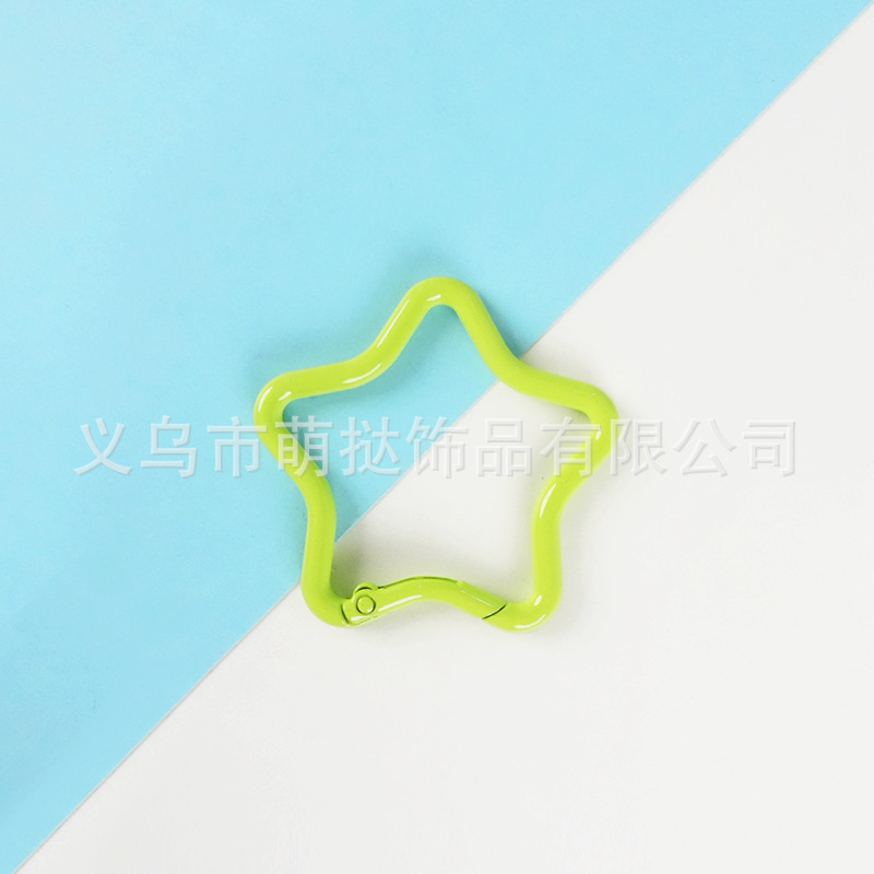 马卡龙彩色烤漆合金五角星钥匙扣糖果色背包外挂挂钩diy饰品配件|undefined