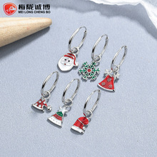 925纯银圣诞系列耳环女欧美ins风圣诞铃铛雪花耳圈个性气质耳饰品