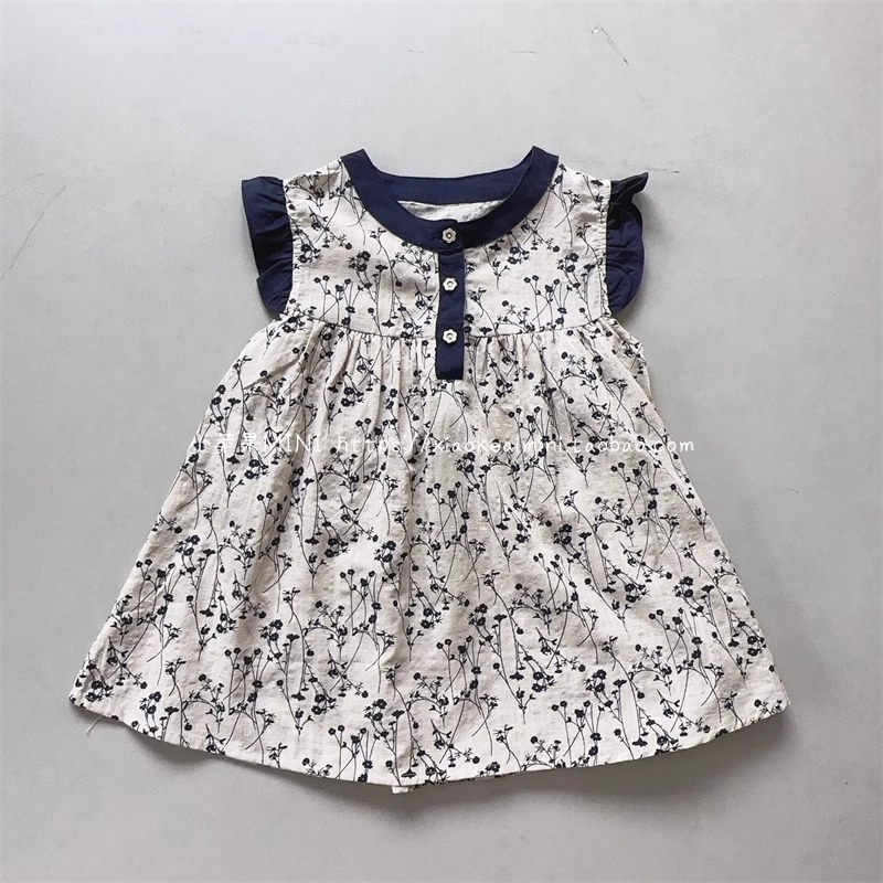 2025 summer Korean version of girls baby retro literary dress children's floral princess skirt trendy 55173