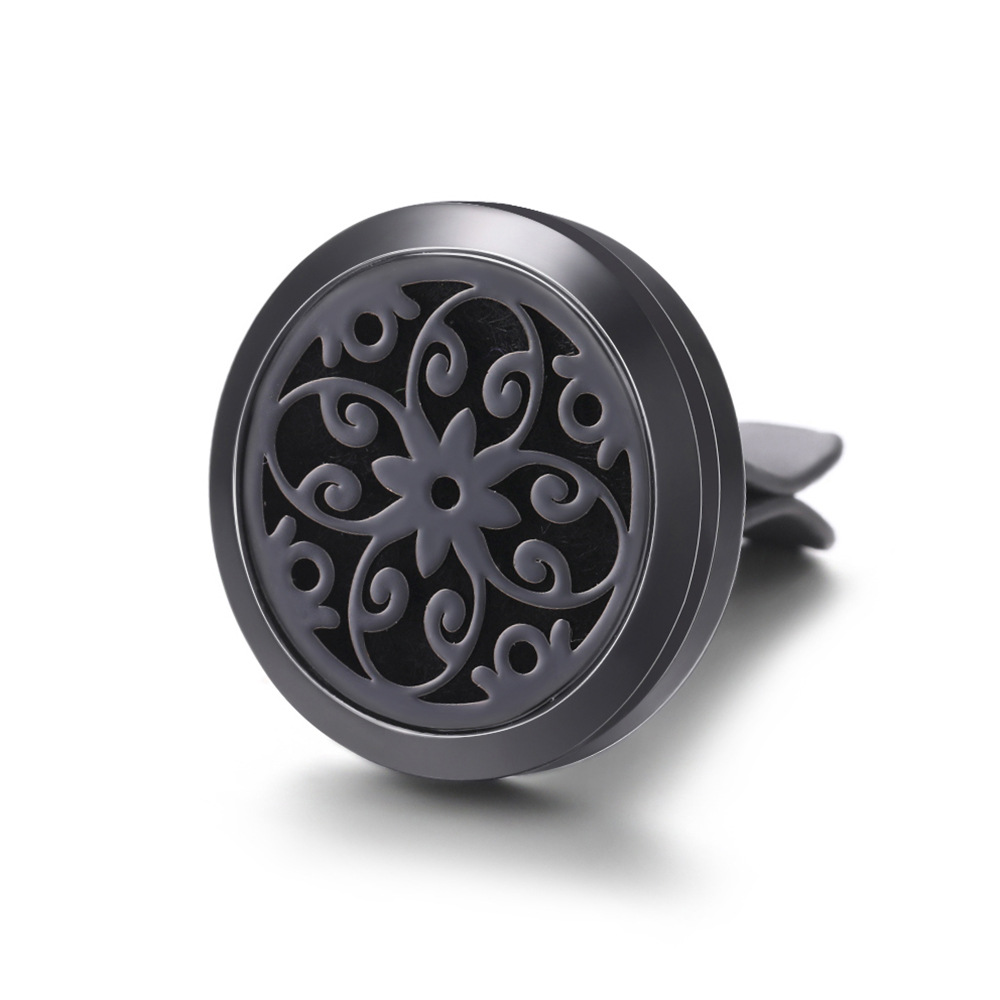 pistola de acero inoxidable negro hueco coche ventilación abrazadera de automóvil perfume árbol de vida automóvil perfume caja de difusión de perfume