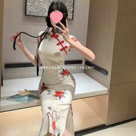 旗袍女夏季2025新款新中式气质复古国风改良年轻款少女显瘦连衣裙