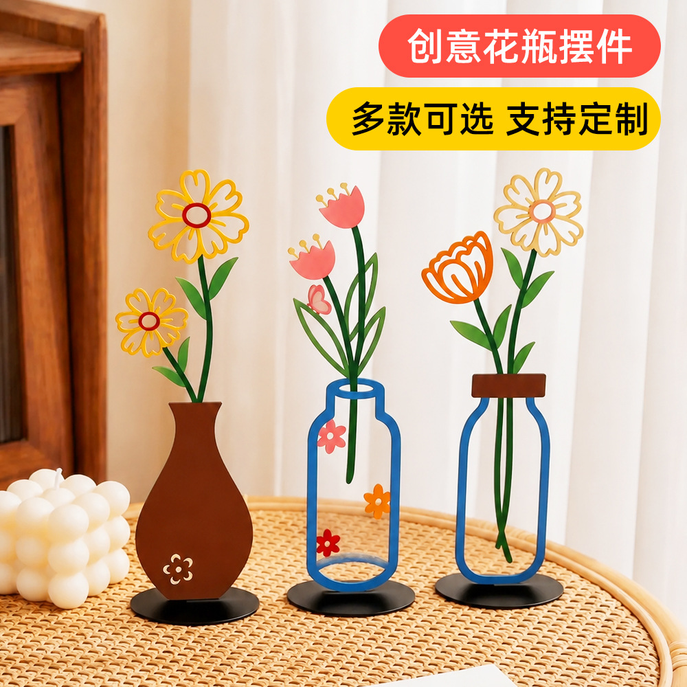 Planta de hierro forjado, decoración del gabinete de comedor, nicho de alta calidad, decoración de escritorio de la sala de estar, regalo personal