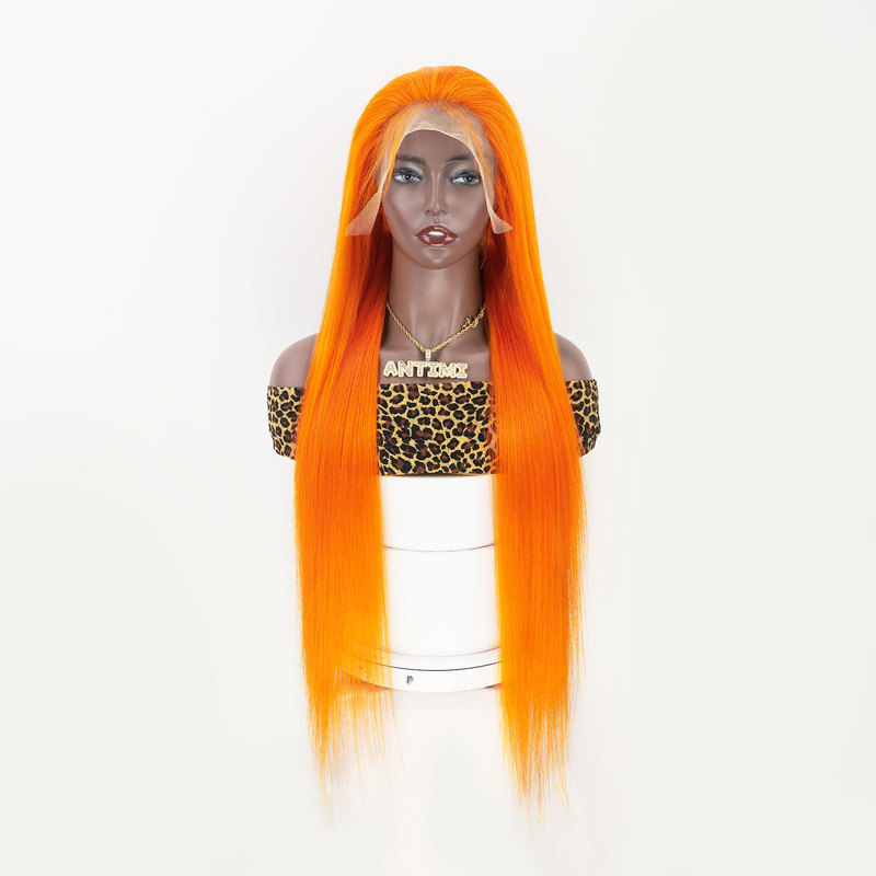 Orange Straight 13x4 Lace Factory Cheap Price Front Lace Long Straight Colored Wig Orange Straight 13x4 Lace Factory Cheap Price Front Lace Long Straight Colored Wig