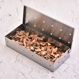亚马逊不锈钢烟熏盒户外BBQ烧烤工具果木盒子熏肉盒子smoker box
