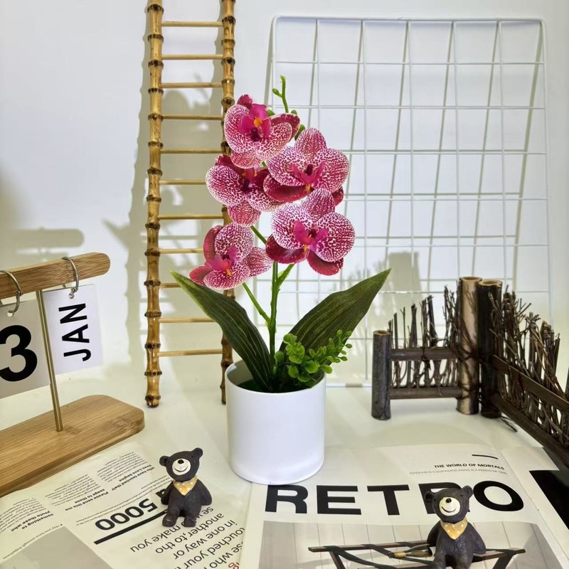 クロスボーダーのシミュレーション胡蝶蘭盆栽花付きデスクトップ装飾プラスチック造花盆栽撮影植木鉢置物花頭|undefined