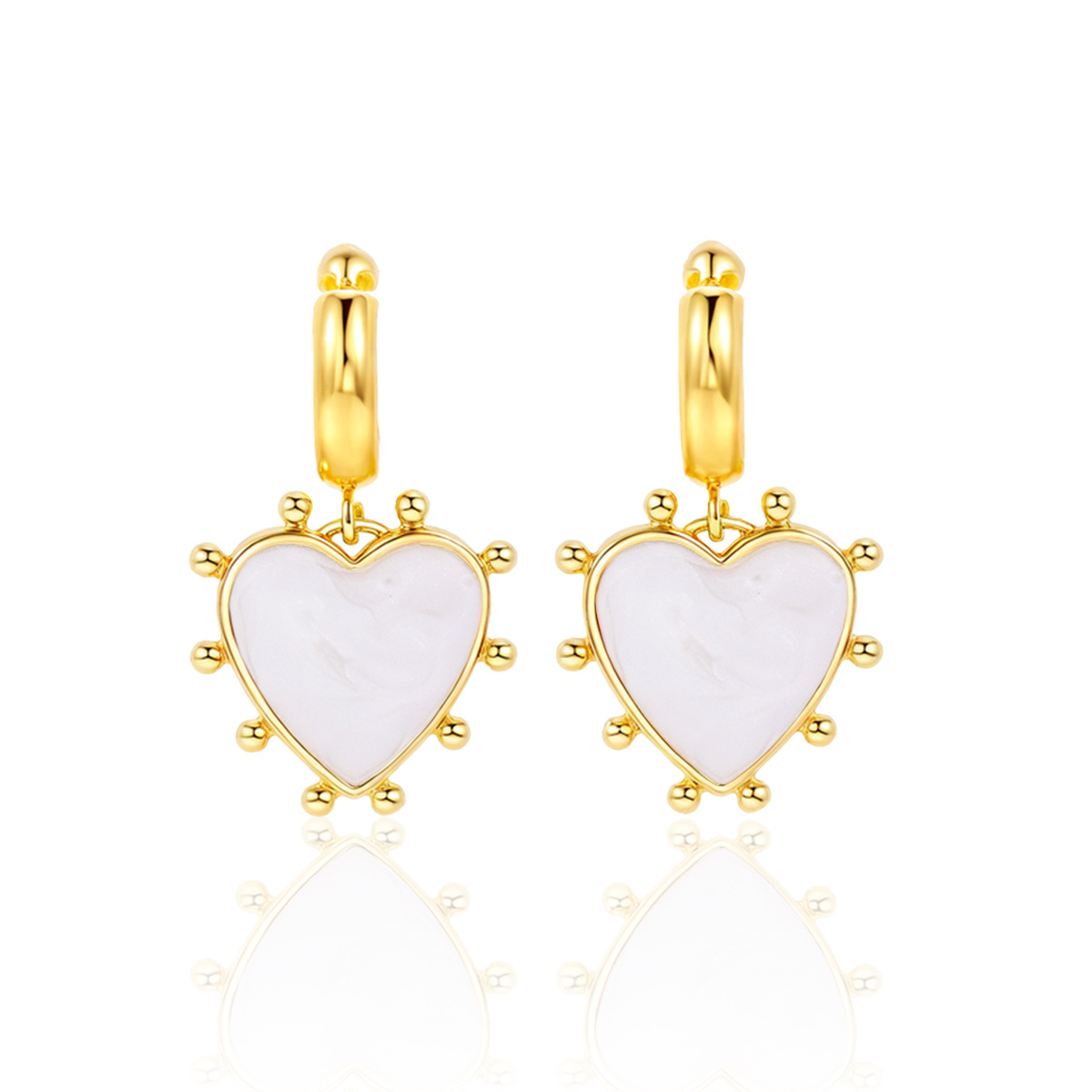 Heart Shape Pattern 1 Pair Sweet Classic Style Heart Shape Copper Charm Sleeper Hoop Earrings