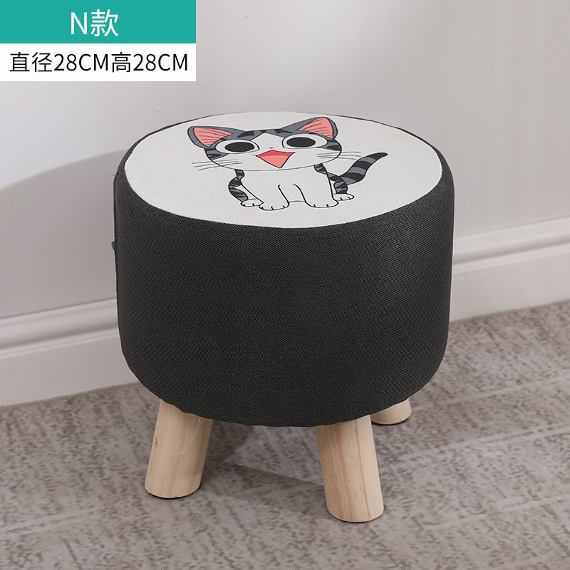Chat blanc Tabouret rond / Hauteur 28cm