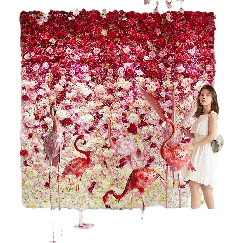 Pared de flores artificiales para bodas, pared de plantas, fondo de pared para bodas, decoración de flores falsas para escaparates de centros comerciales, flores de seda de rosa al por mayor