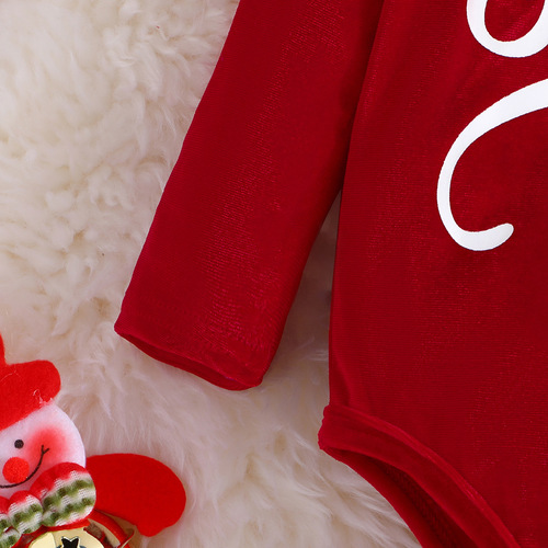 New European and American Style Christmas Baby Romper & Crawling Suit Set: Girls' Onesie + Flared Pants 2-Piece Set