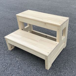 Solid Wood Ladder 2-Step Outdoor Staircase Balcony Ladder Climbing Window Sill Step Step Step Pedal 3 Small Double-Layer Live Weidong