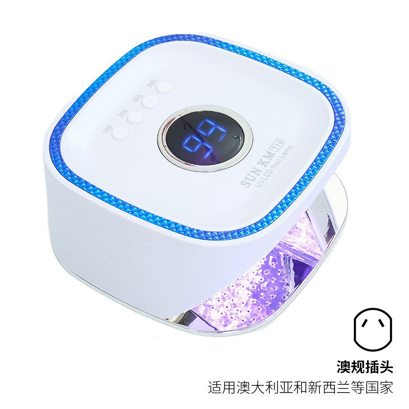 Lámpara de manicura reflectante de acero inoxidable base metálica de manicura lámpara de horneado 48W luz de fototerapia de alta potencia pegamento de manica lámpara UVLED