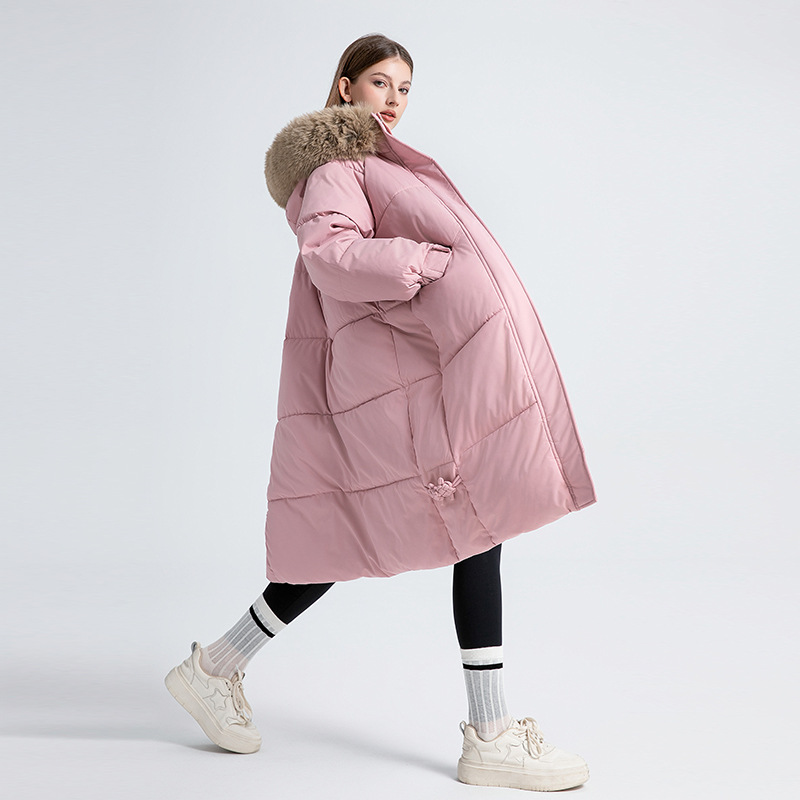 Parka oversized de damă cu glugă din blană artificială și șnur_voghion.com