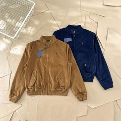 跨境可扫码拉夫灯芯绒夹克刺绣小马外套老钱风男女同款老干部外套