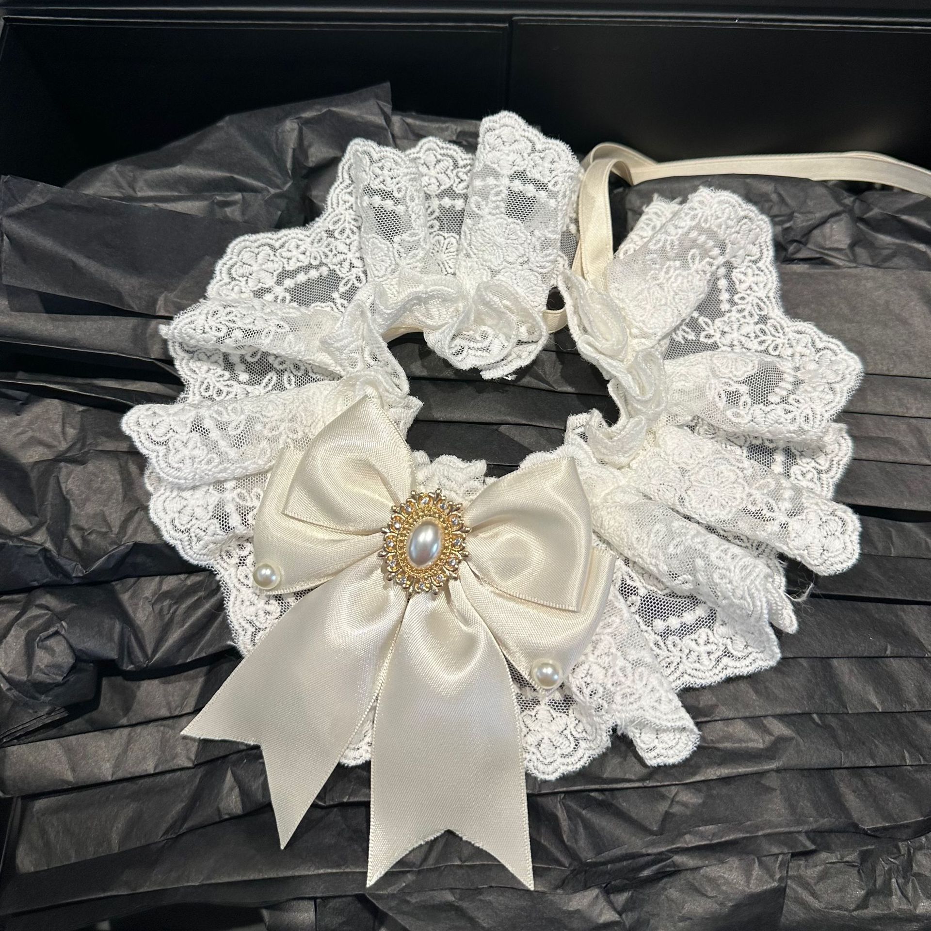 Boda blanca explosiva mascota toallas de saliva gato matrimonio arco collar perro alto buckle buckle