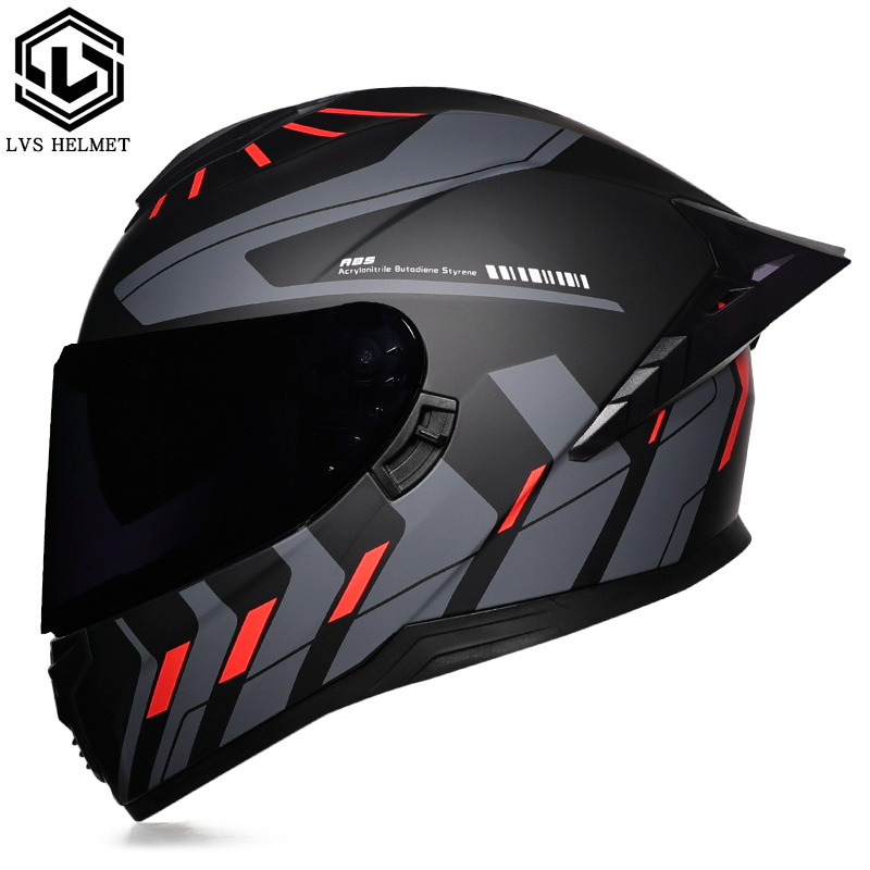 Casco integral transfronterizo DOT de la versión mejorada de LVS con doble lente para hombres, casco de seguridad universal para todas las estaciones para motociclistas femeninas, casco de motocicleta con doble lente.