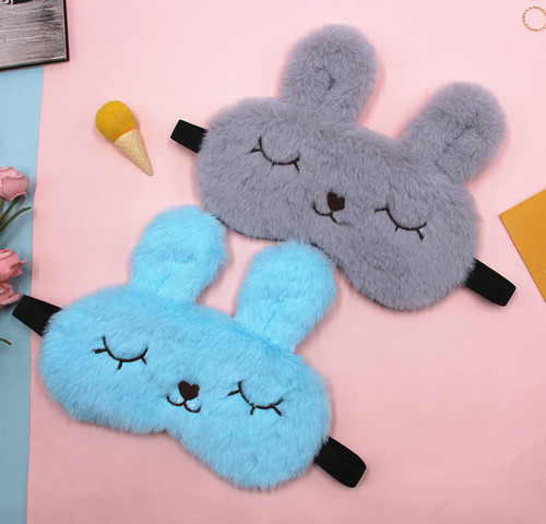 Cross-border cute plush squinting rabbit eye mask cartoon light-blocking sleep eye mask eye mask hot and cold compress rabbit light-blocking