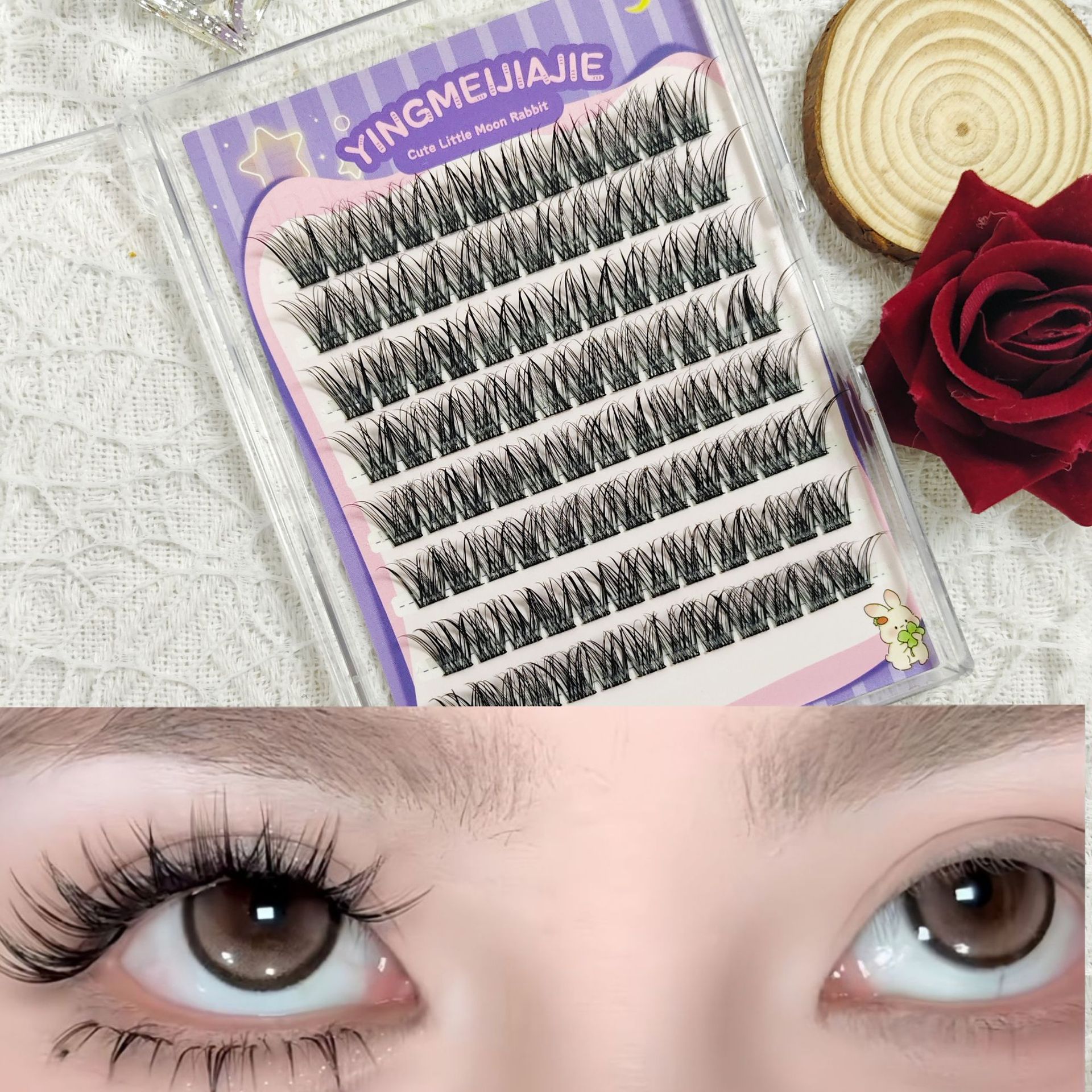 Caja de regalo de pestañas falsas transfronterizas empaque ocho filas YF30 delgada de pestañas cosméticas coreanas, pestañas falsas sin pegamento.
