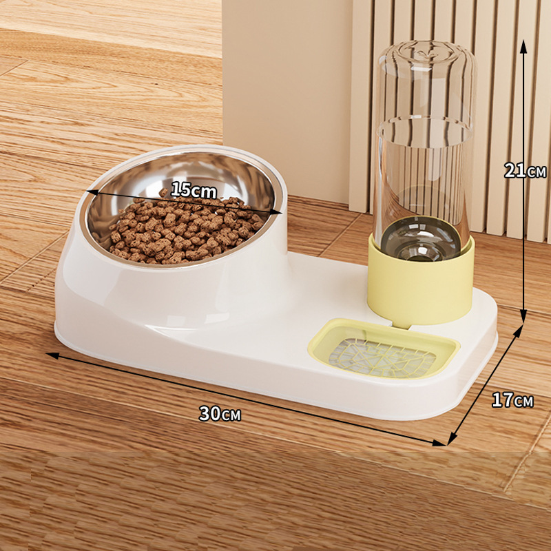 노란색으로 업그레이드된 스테인레스 그릇丨물과 음식을 분리할 수 있도록 높이가 높아진 음식그릇