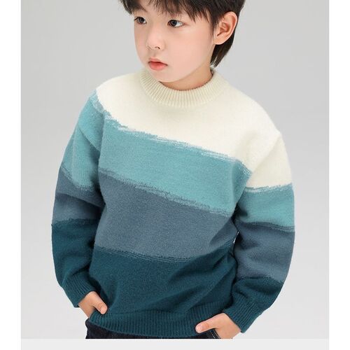 New men's children's sweater autumn and winter thick Korean style fashionable warm winter children's base knit sweater winter clothing