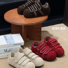 丑萌魔术贴面包鞋2025早秋新款复古厚底小众设计感真皮休闲运动鞋