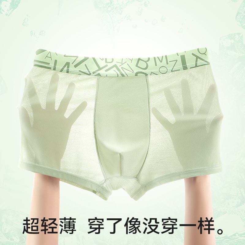 Ropa interior de seda de hielo para hombres pantalones cortos bóxer transpirables delgados de verano cabeza hombres pantalones bóxers antibacterianos calzoncillos sin costuras hombres