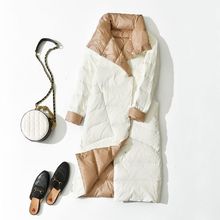 冬季轻薄双面穿羽绒服女中长款韩版过膝白鸭绒反季节两面穿外套潮