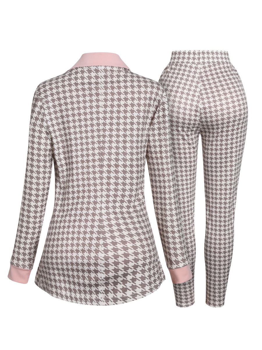 Blazer Suits Sets Type 2 Pieces Set Quantity Office Occasion Women's Long Sleeve Blazers Printing Business Houndstooth