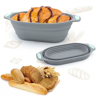 Kitchen Baking Foldable Fermentation Tray Bread Fermentation Tool Silicone High Temperature Resistant Oval Cake Mold