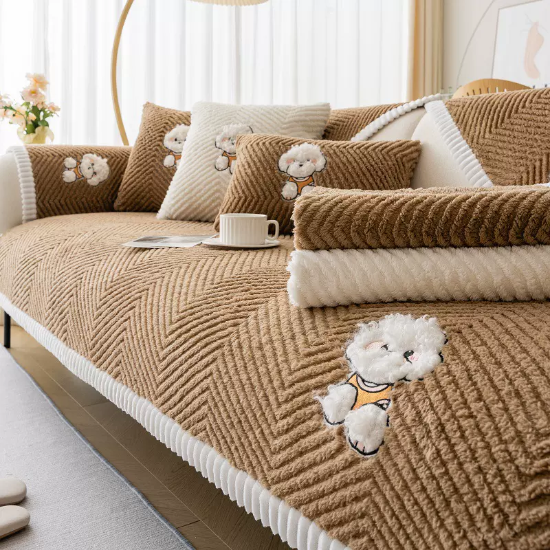 爱米款沙发垫2024秋冬毛绒防滑沙发套全盖沙发巾加厚款现代简约