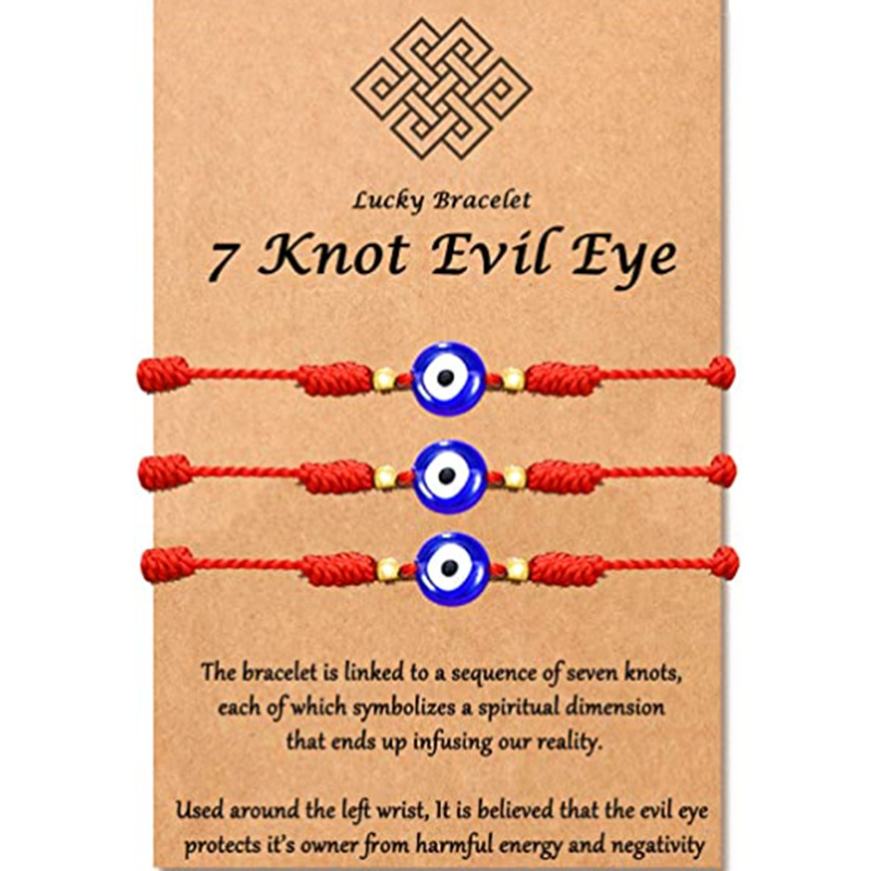 Amazon explosions seven rope blue eyes hand-woven bracelet with card red hand rope spot wholesale