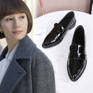 Patent Leather Women's Shoes 2025 Comfortable Work Black Leather Shoes British Style Women's Slip-On Shoes