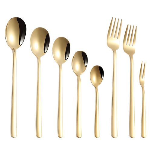 304 stainless steel spoon gold tableware spoon coffee dessert spoon wholesale home eating long handle Korean spoon