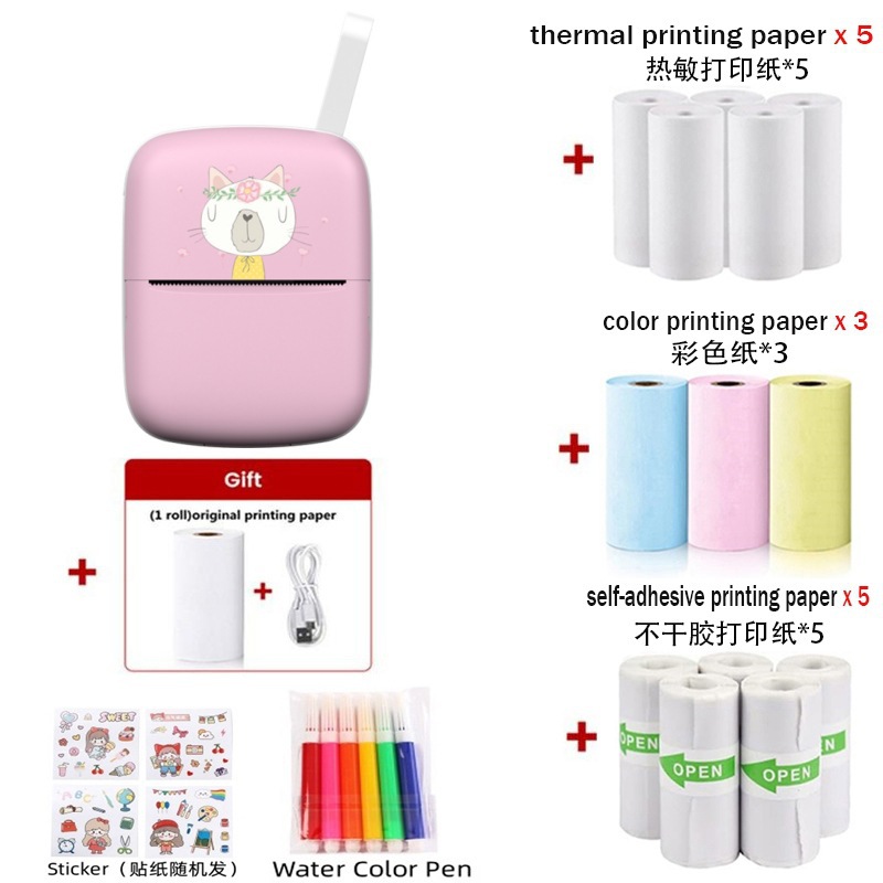 Mini impresora portátil transfronteriza de bolsillo Bluetooth inalámbrica conectable impresora adhesiva sensible al calor doméstica