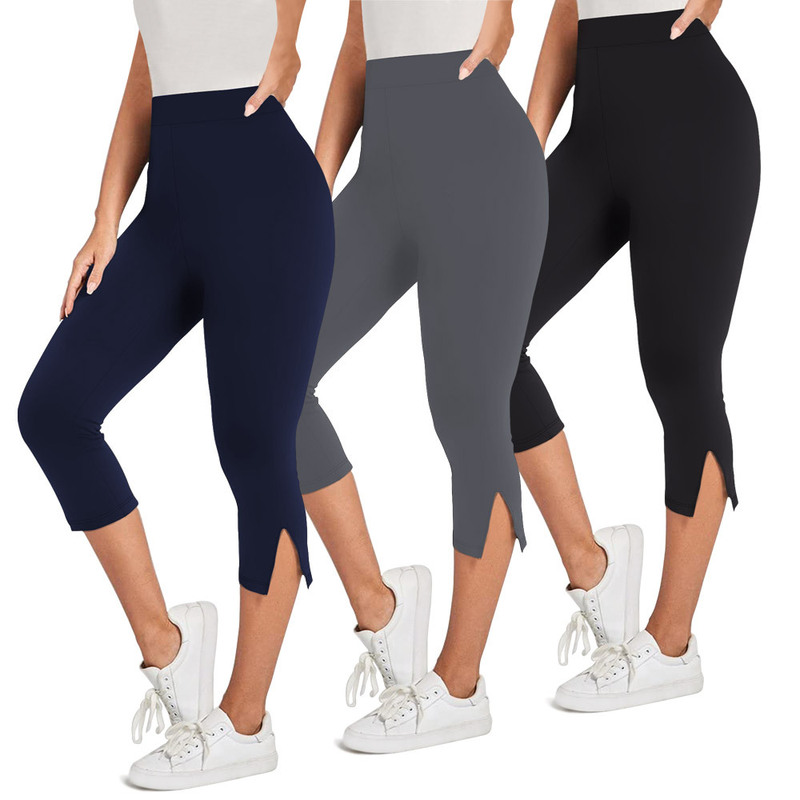 Cross-border Hot Selling High Waist Cropped Leggings Summer Women's Thin Outer Wear Stretch Fitness Cropped Yoga Pants Cross-border Hot Selling High Waist Cropped Leggings Summer Women's Thin Outer Wear Stretch Fitness Cropped Yoga Pants