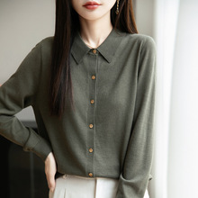 POLO领针织开衫女衬衫毛衣早秋新款职业内搭小外套打底衫长袖上衣