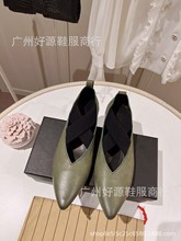 廣州經典復古做舊暗黑系尖頭芭蕾舞鞋真皮擦色減齡仙氣綁帶單鞋女