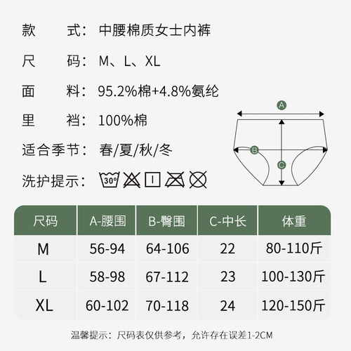 Pure cotton underwear women's mid-waist comfortable antibacterial crotch women's underwear hip lifting girl pure desire breathable cotton briefs