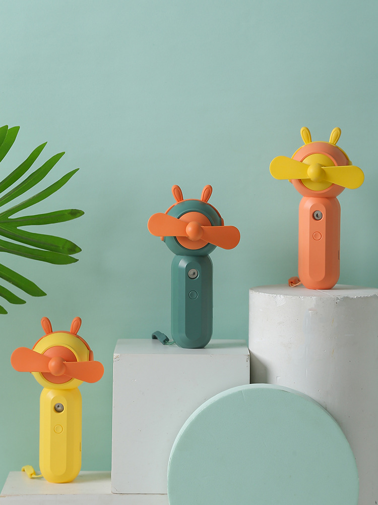 新款卡通手持补水仪充电小风扇 便携式迷你USB电动小风扇喷雾加湿|ru