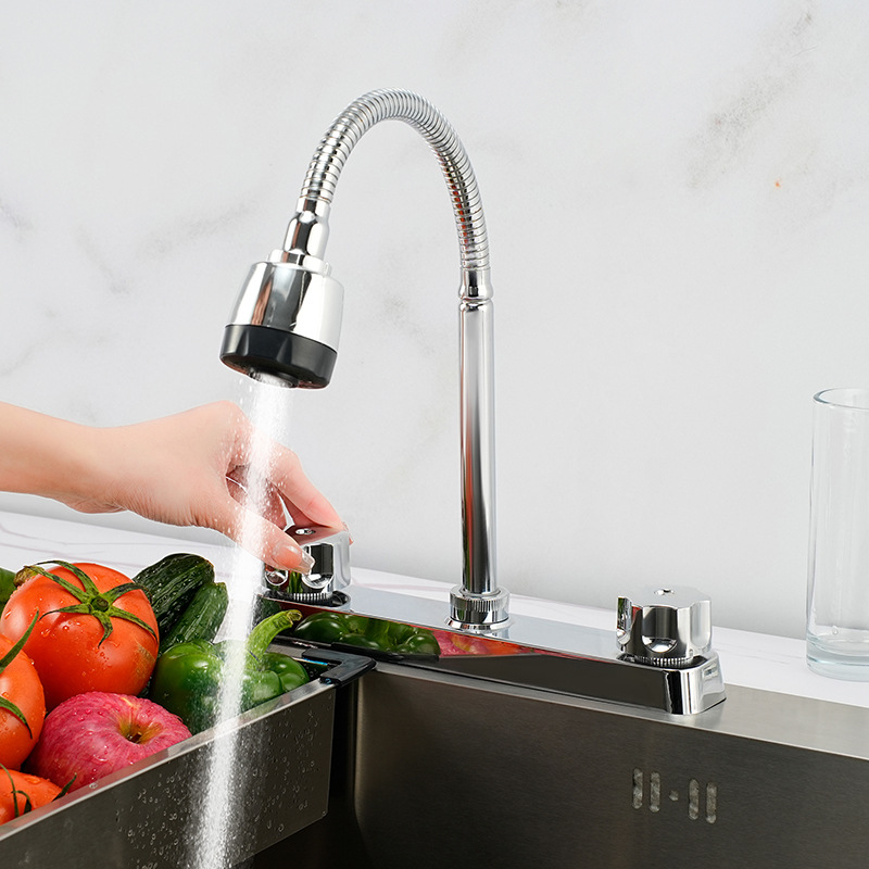 Cocina RV transfronteriza doble interfaz Amazon doble mango cocina 360 grados grifo giratorio