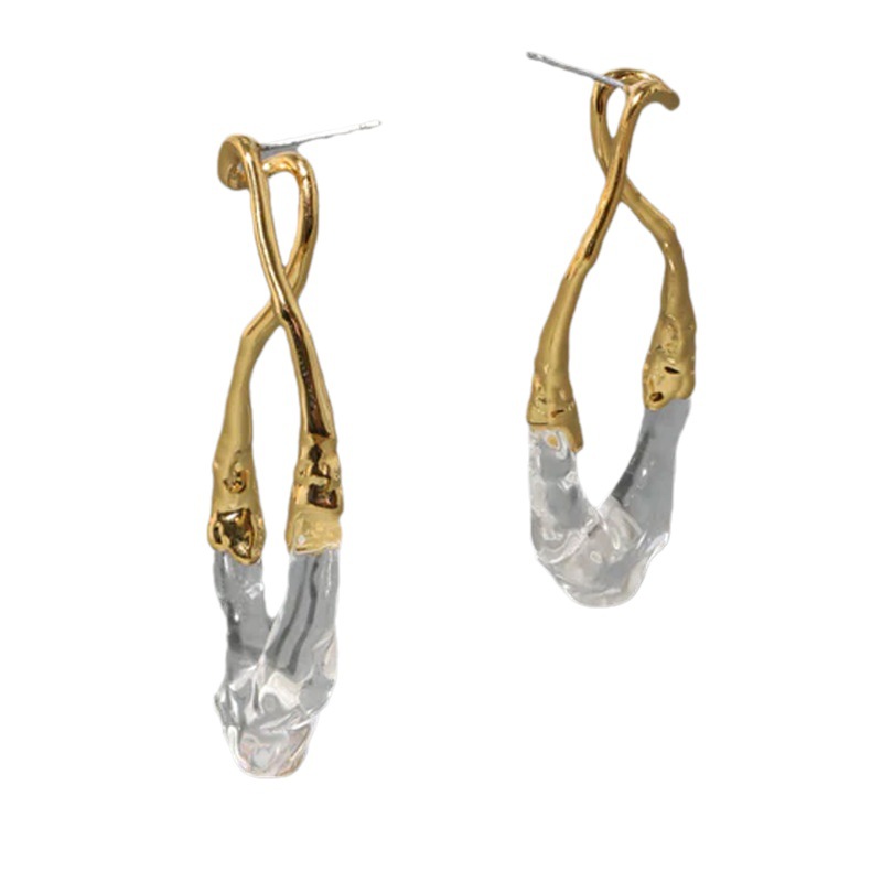 Exaggerated Designer Earrings Vintage Style Gold Plated Silver Pin_voghion.com