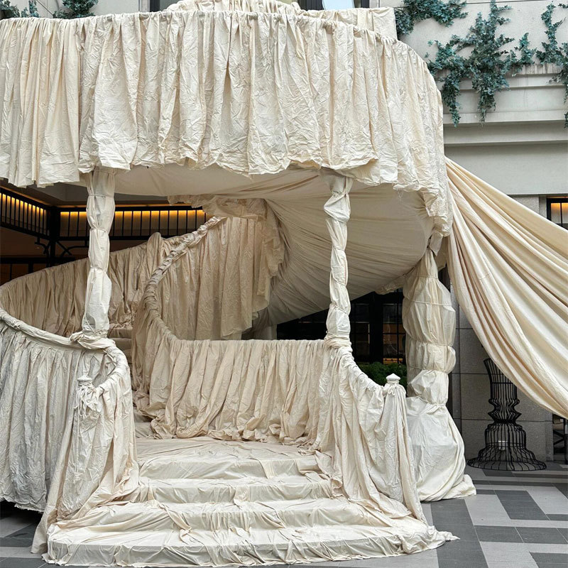 Decoración de bodas transfronterizas cortina de crema de viento decoración de bodas tela original retro cortina de fiesta de cumpleaños postres mesa de mesa