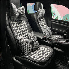 汽車坐墊夏季冰絲千鳥格車用防滑透氣座椅涼墊汽車坐墊四季通用款