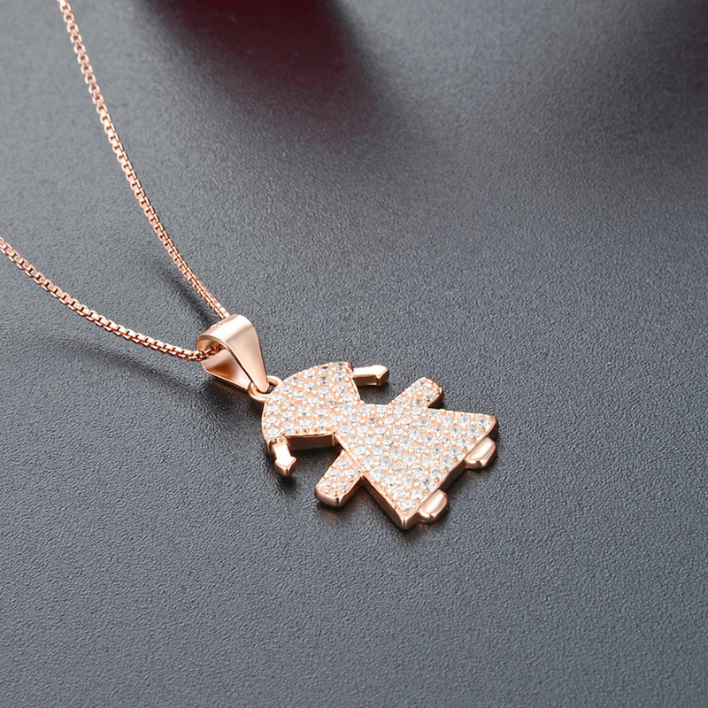 Japón y Corea del Sur ins simple 925 plata esterlina collar de chicas nicho transfronterizo femenino de alto nivel sensación de zircon colgante de niños cadena clavícula