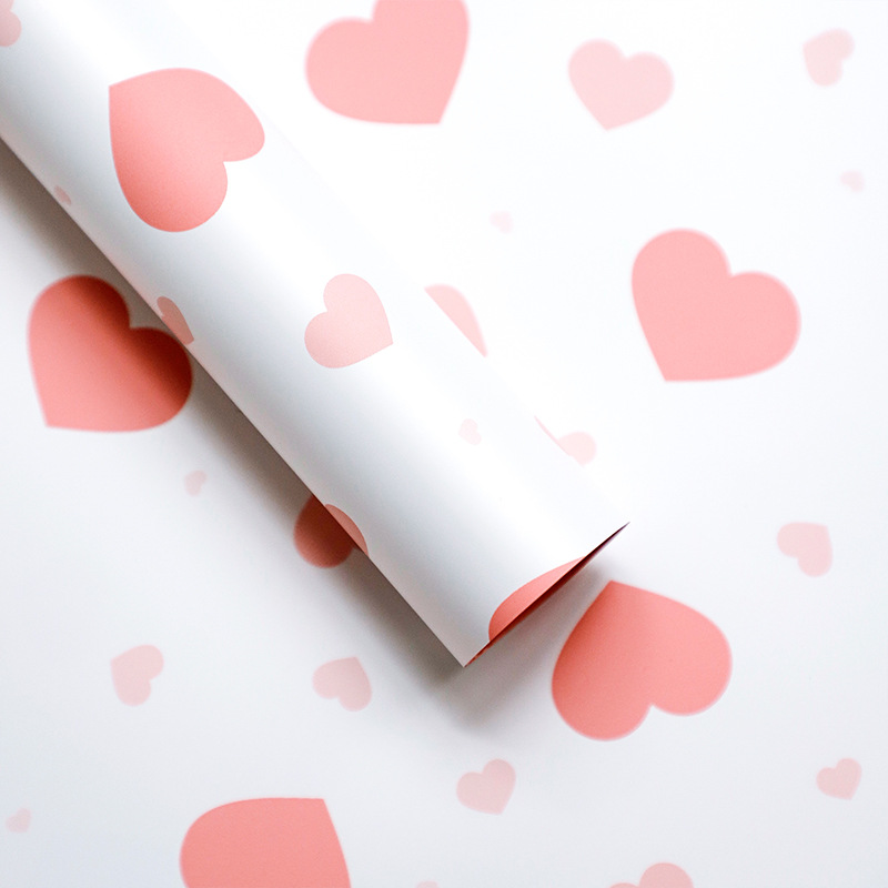 Papel de pluma brillante corazón de papel de embalaje de flores plástico amor colorido papel de envoltura de dopamina florista florística arte