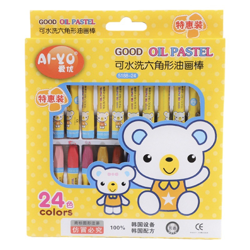 12 color palo de pintura al óleo traje de pintura de los niños de color crayón de Kindergarten graffiti cepillo estudiante suministros de arte al por mayor