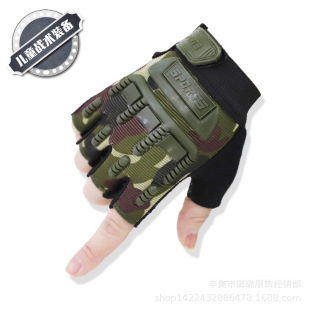 New Children's Half Finger Gloves Protective Anti-Touch Outdoor Sports Gloves Boys Scudetto Fans Children's Bicycle Gloves Girls