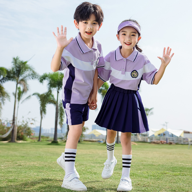 夏季班服小學生校服短袖兩件套裝學院風兒童畢業照幼兒園園服夏裝