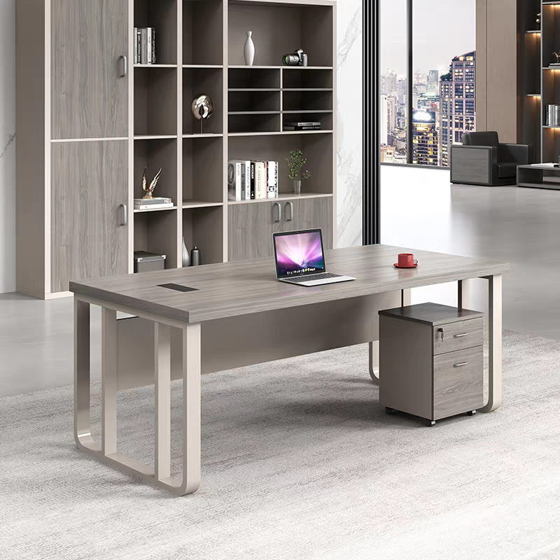Escritorio de oficina jefe de gama alta y combinación de silla simple moderno escritorio ejecutivo gerente supervisor de escritorio solo con gabinete lateral
