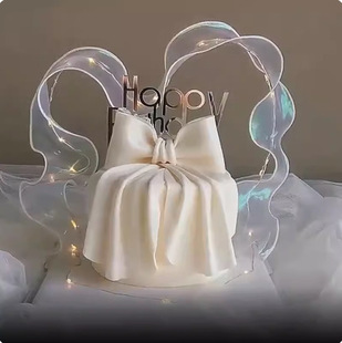 Internet Celebrity Ins Colorful Ribbon Without Light Cake Accessories Goddess Ribbon Cake Decoration Valentine's Day Cake Insert